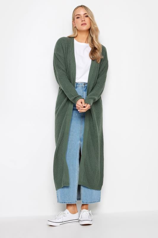LTS LTS Tall Sage Green Longline Ribbed Cardigan