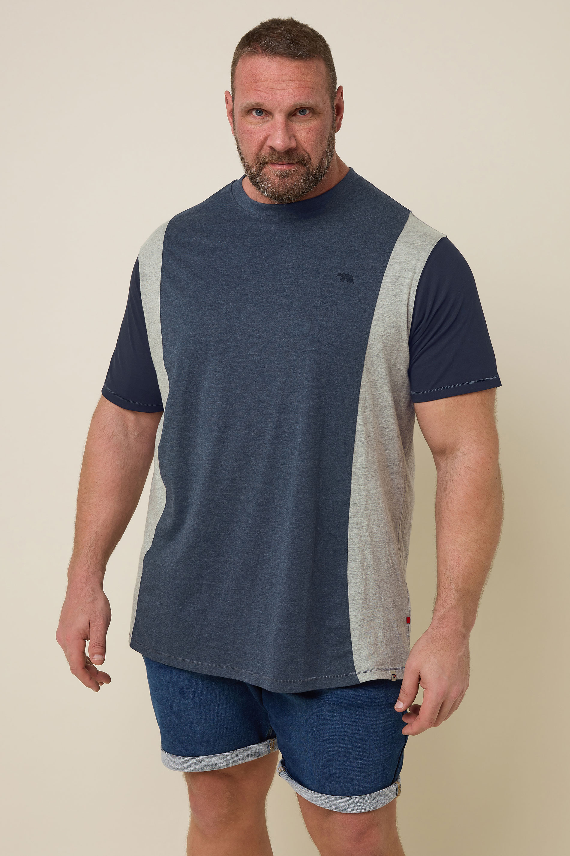 D555 D555 Big & Tall Navy Blue Denim Cut & Sew T-Shirt