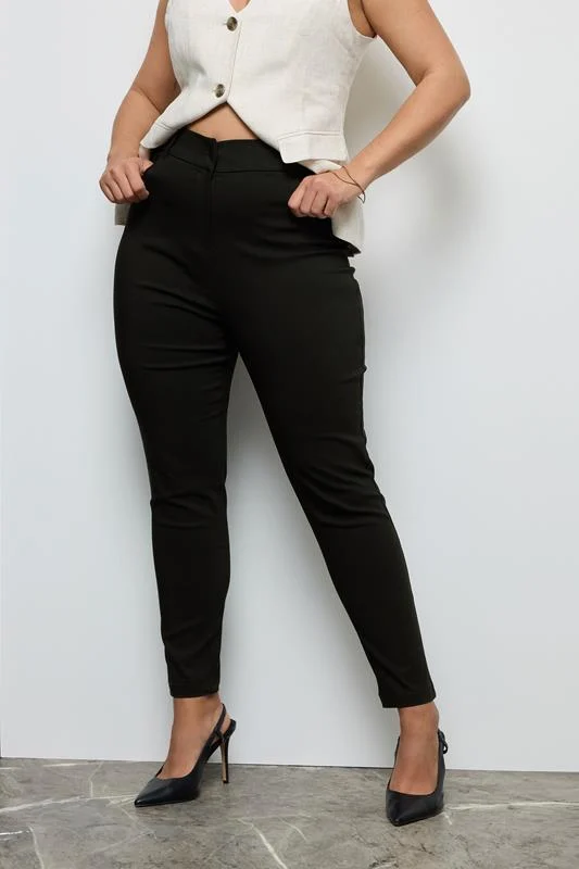 Yours YOURS Curve Black Bengaline Slim Leg Stretch Trousers