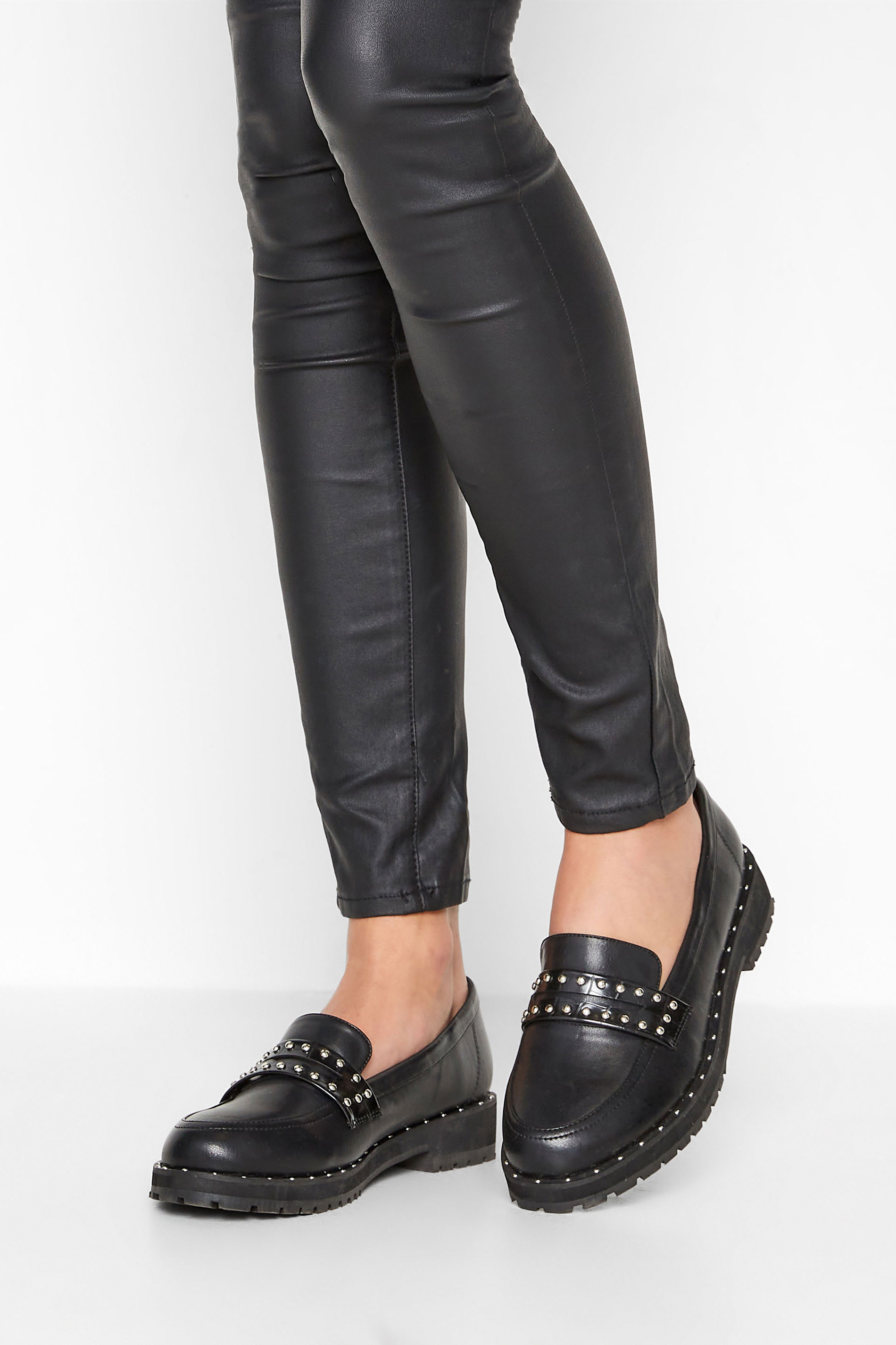 LTS LTS Black Stud Loafers In Standard Fit