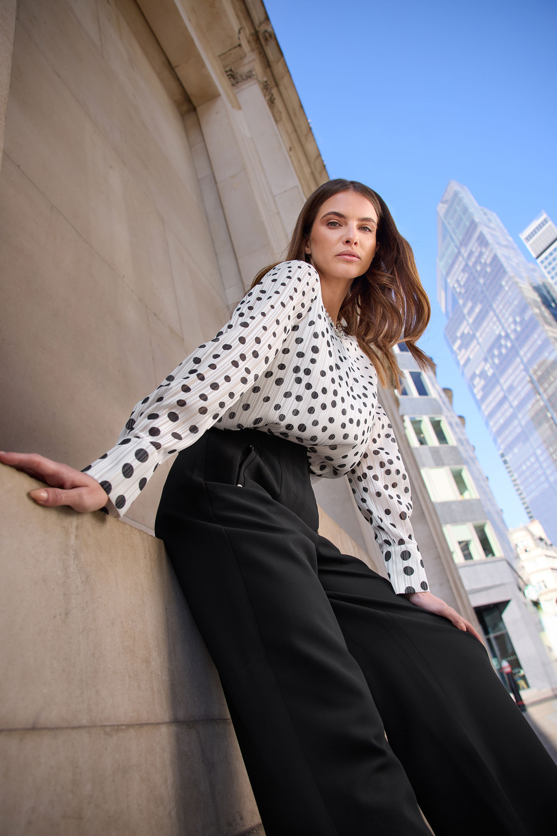 Star by Julien Macdonald STAR White Sheer Spot Embellished Trim Blouse