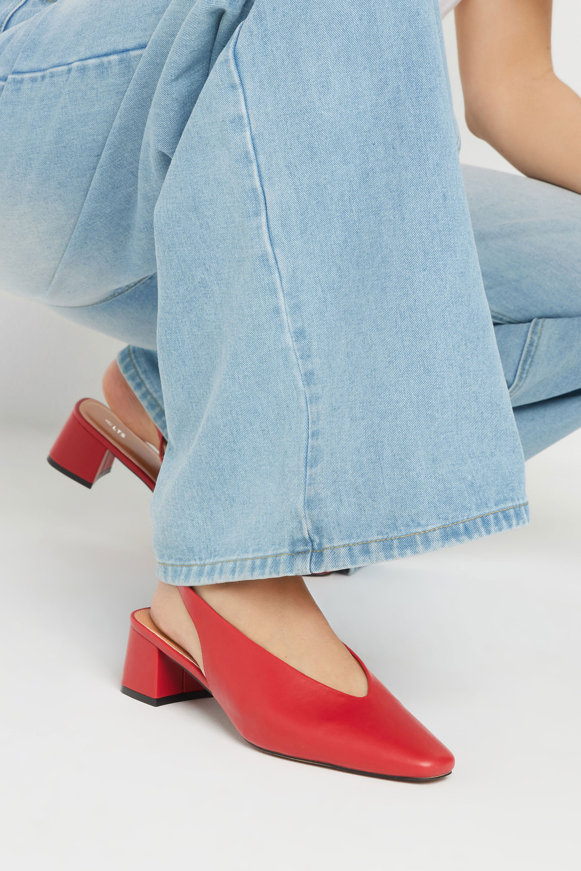 LTS LTS Red Square Slingback Block Heel In Standard Fit