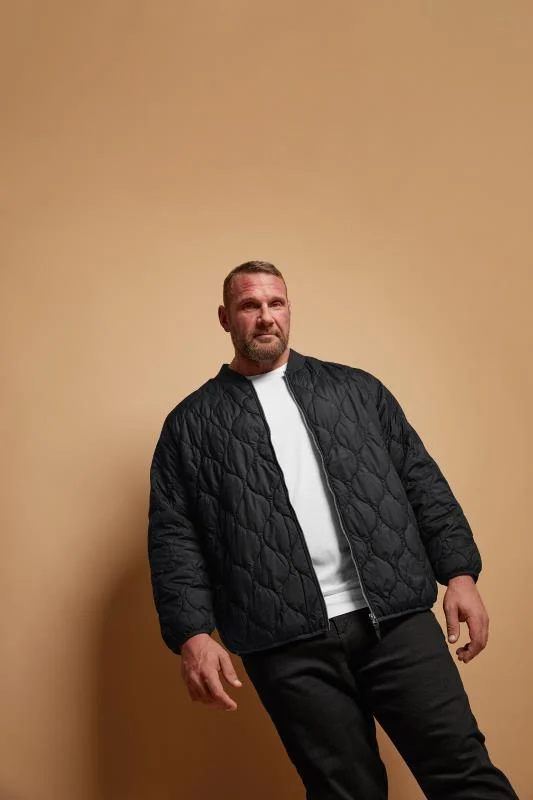 Jack & Jones JACK & JONES Big & Tall Black Waterproof Quilted Jacket
