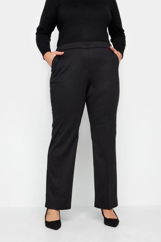 Evans Evans Black Pull On Straight Leg Trousers