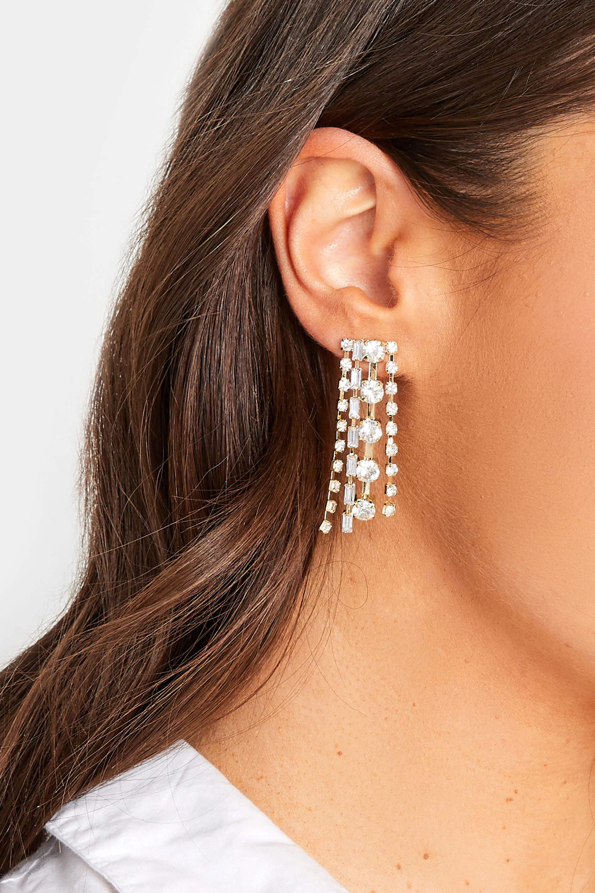 Yours Gold Tone Diamante Tassel Drop Earrings