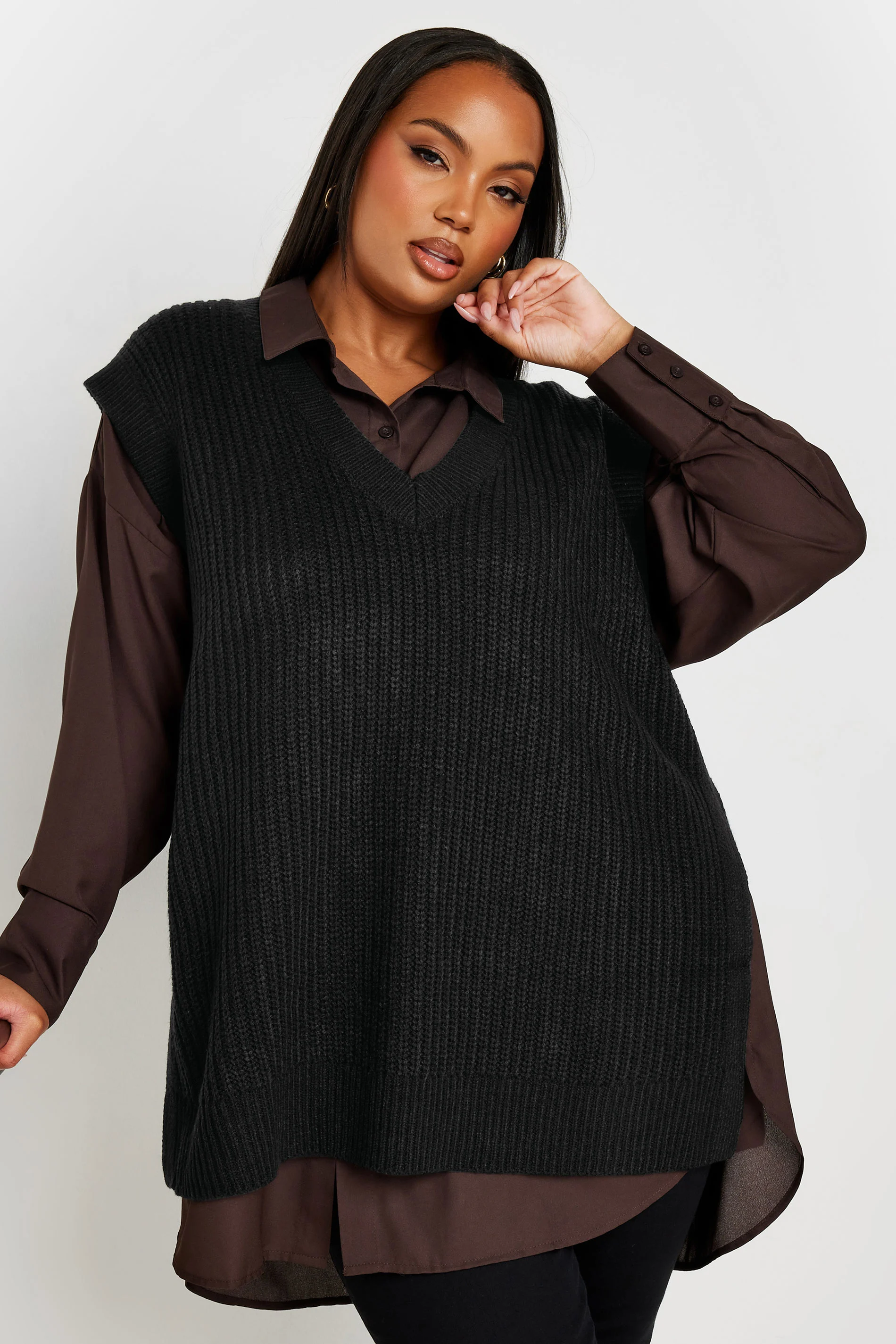Yours YOURS Curve Black Knitted Vest