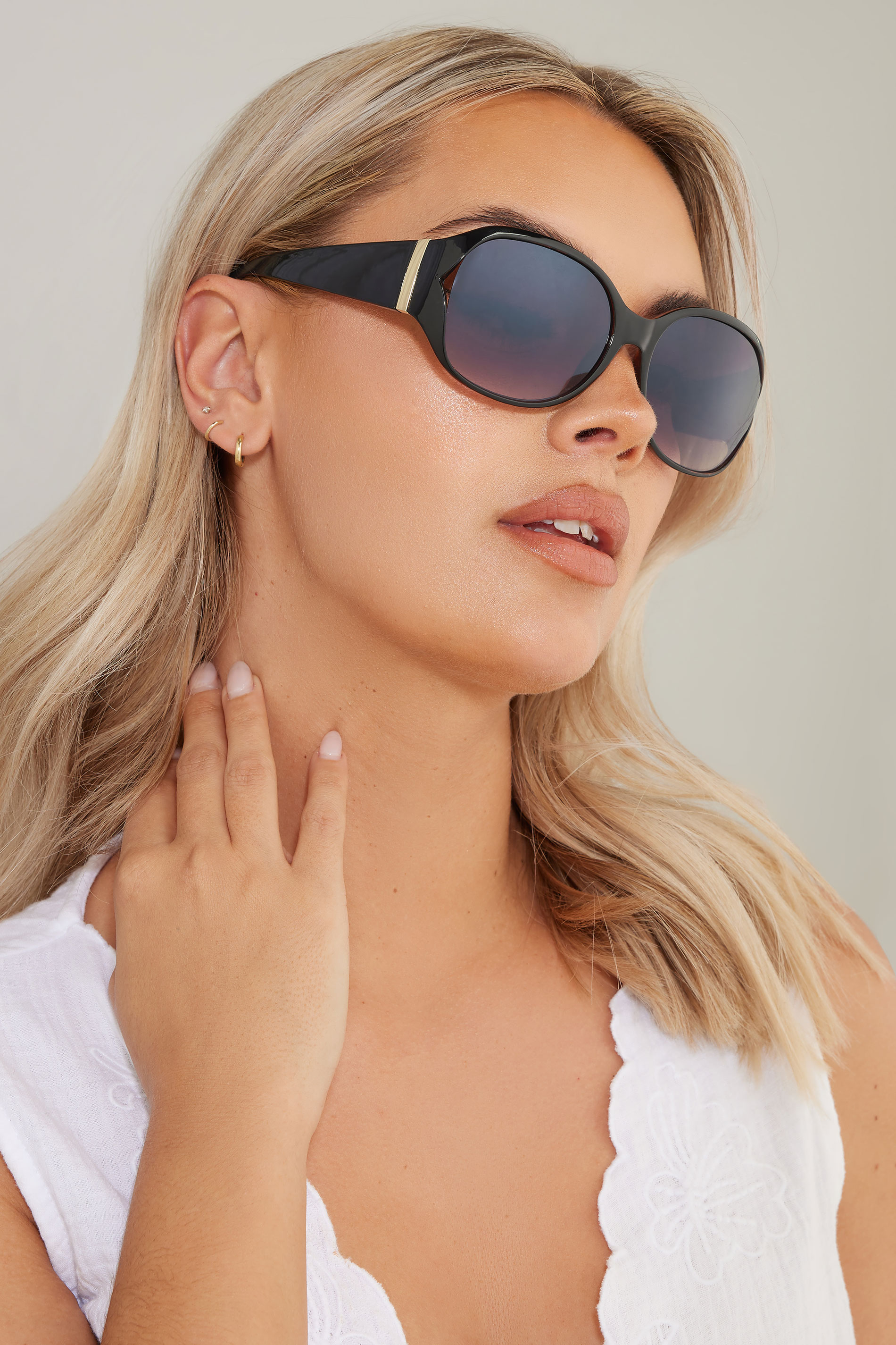 Yours Black Animal Print Arm Detail Sunglasses