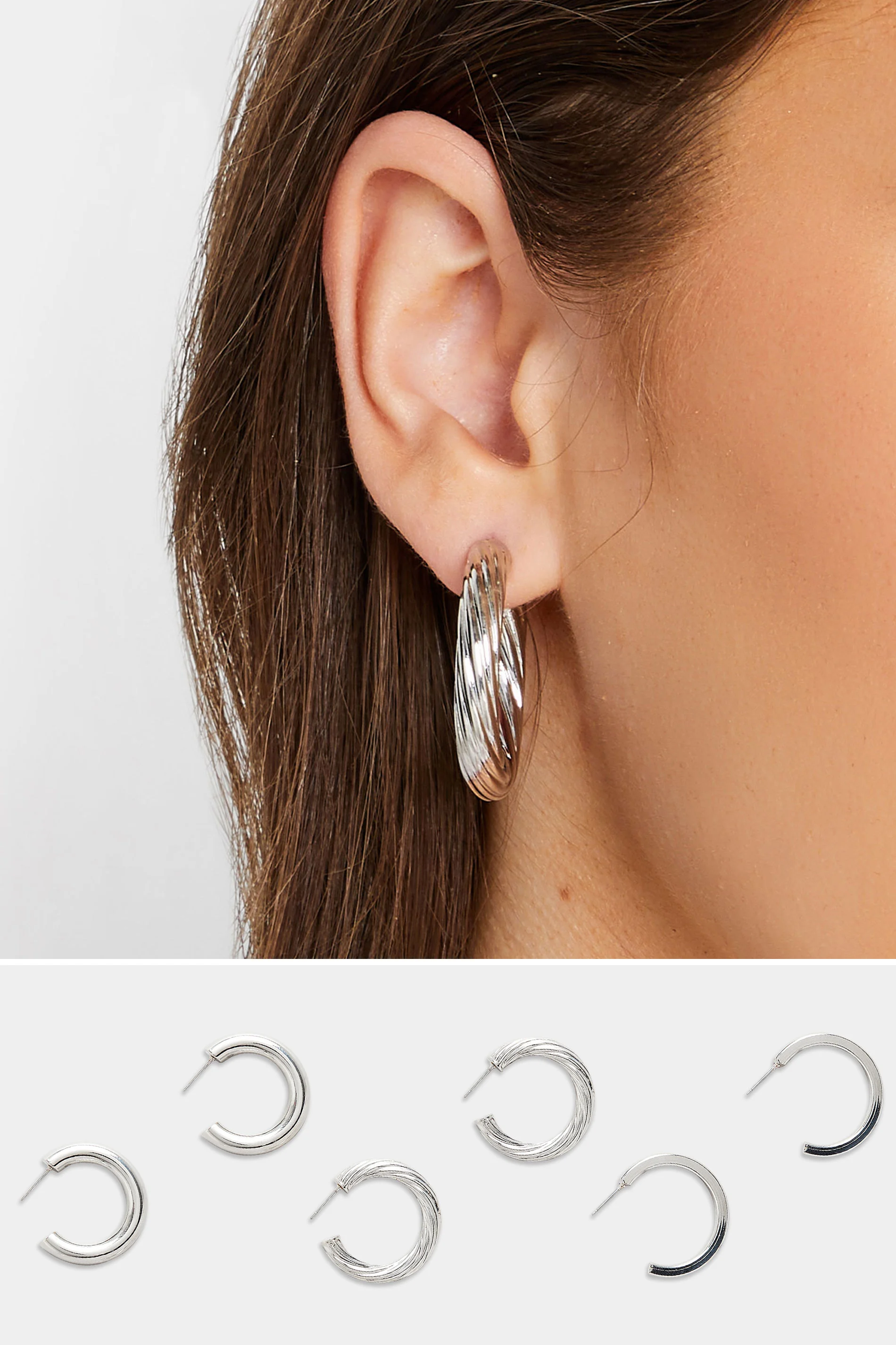 Yours 3 PACK Silver Small Hoop Earrings Set