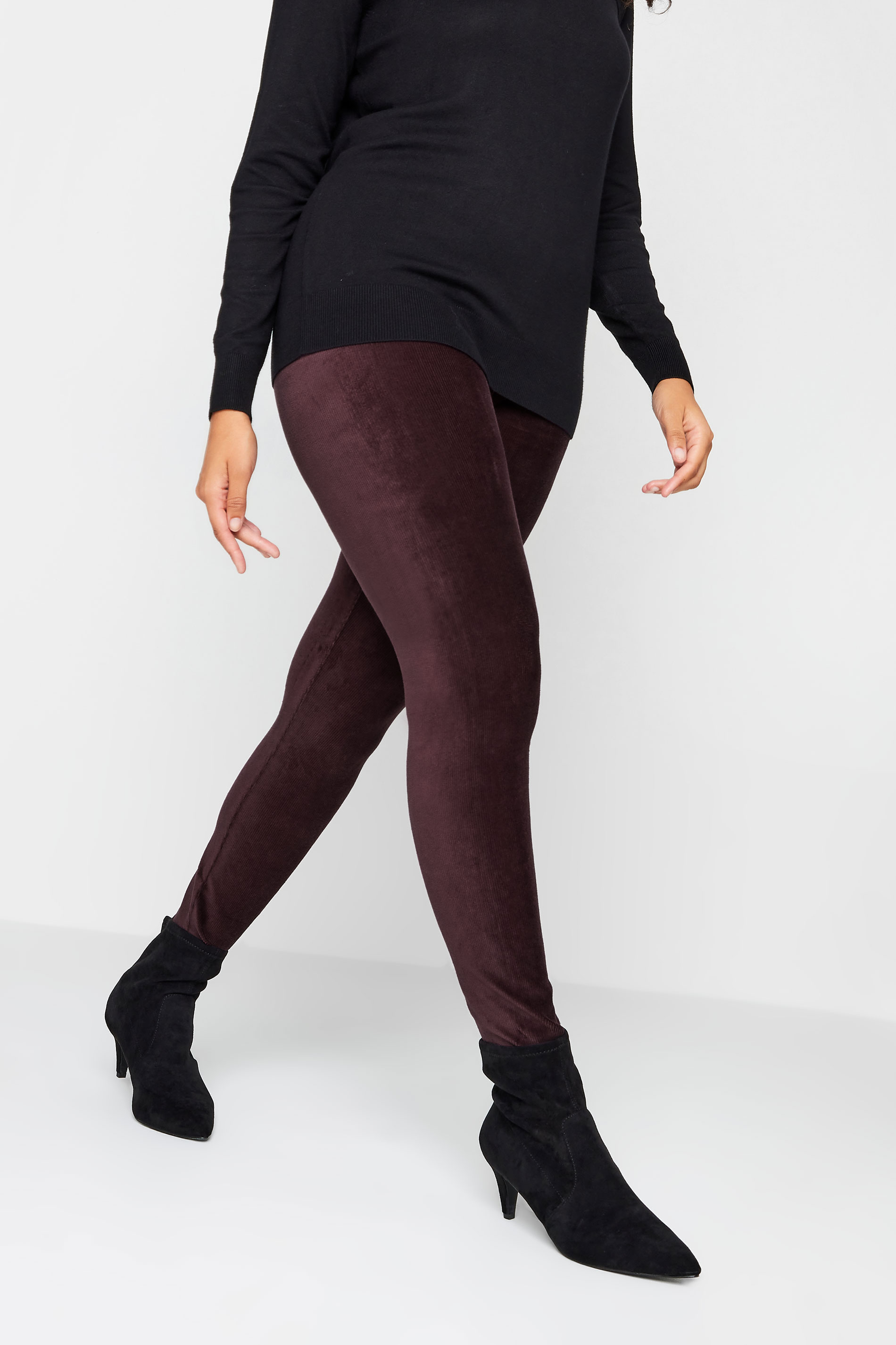 M&Co Womens M&Co Burgundy Red Cord Stretch Leggings