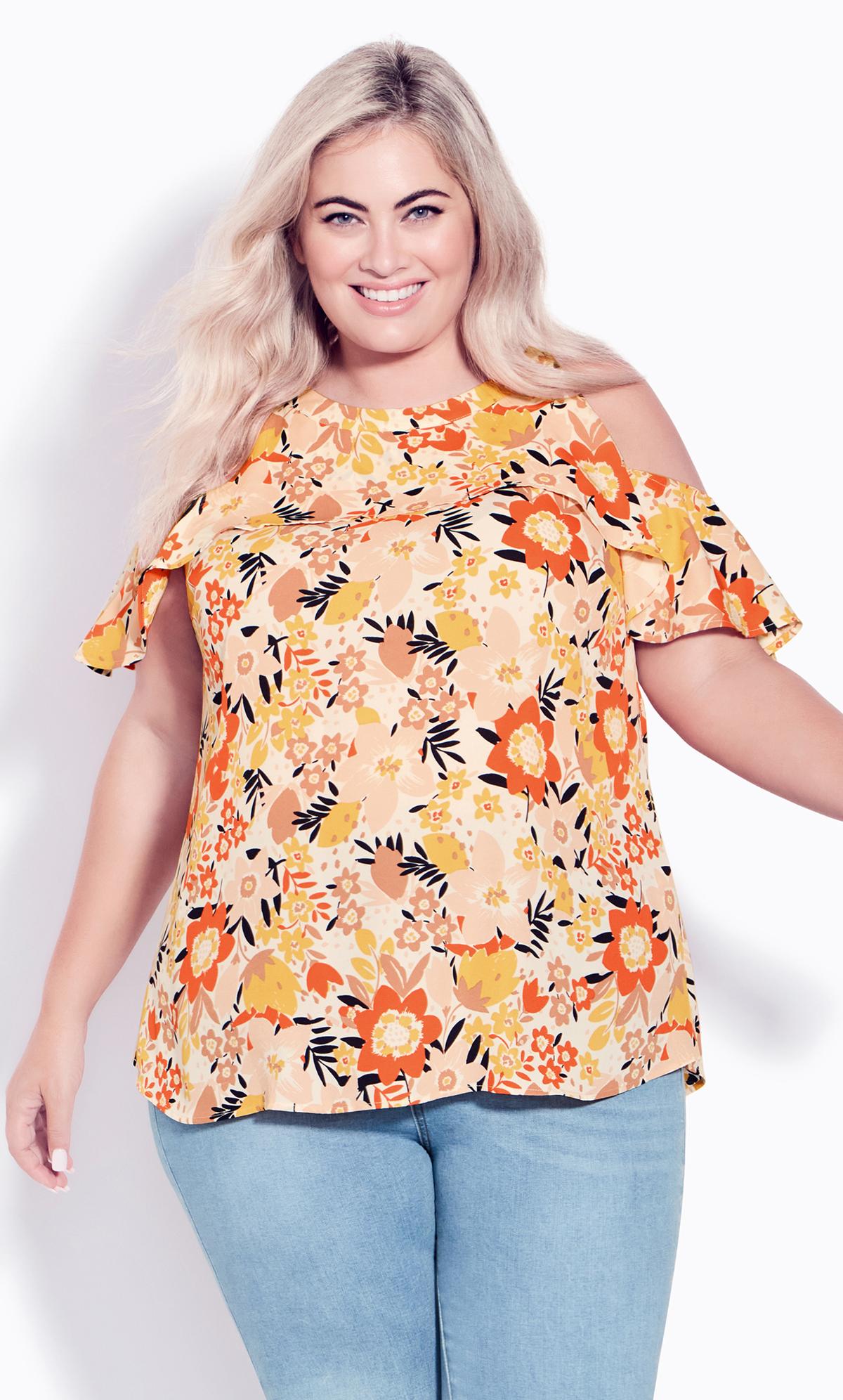 Evans Evans Yellow Emmy Frill Top