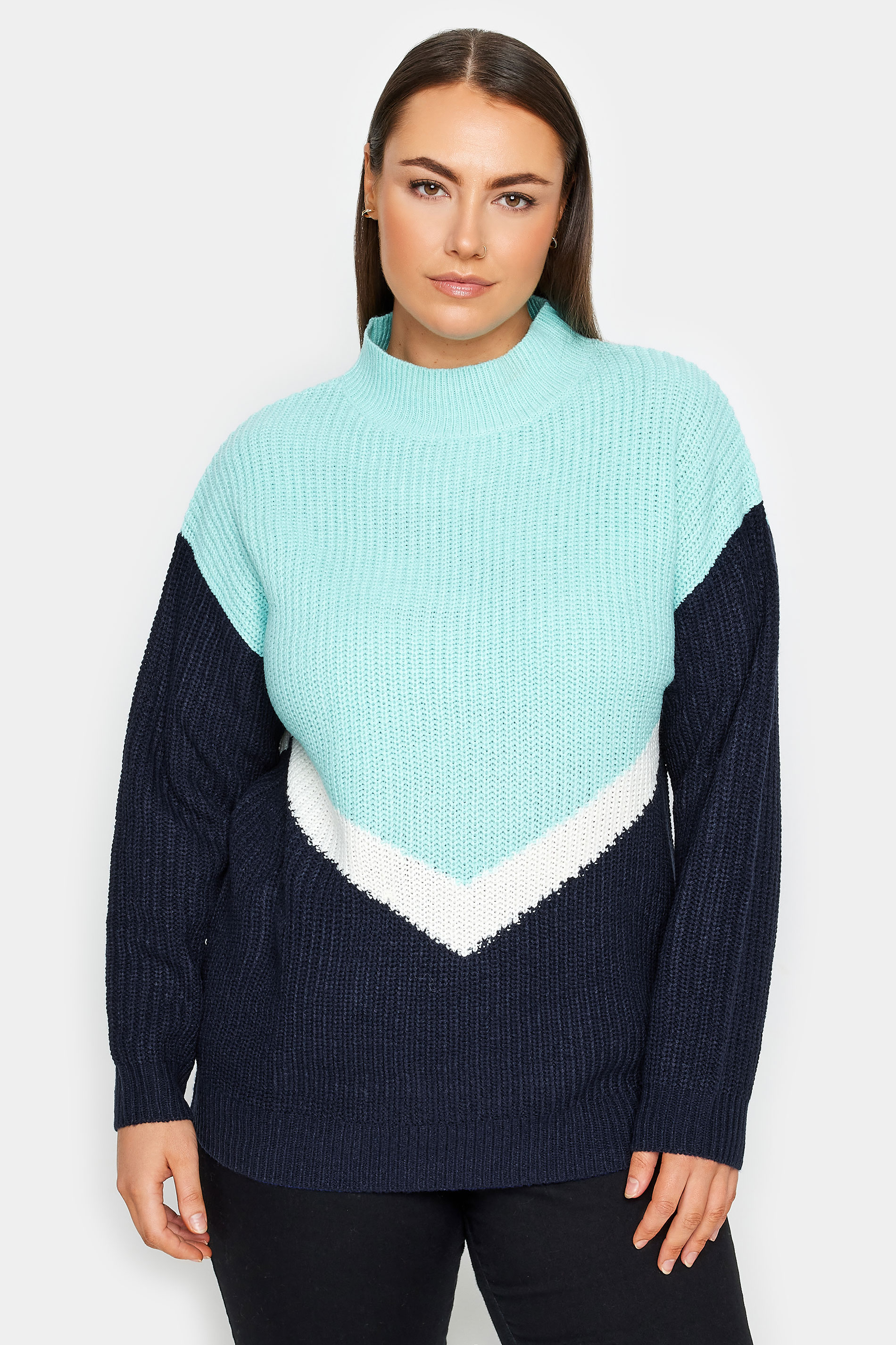Evans Evans Navy & Blue Chevron Jumper