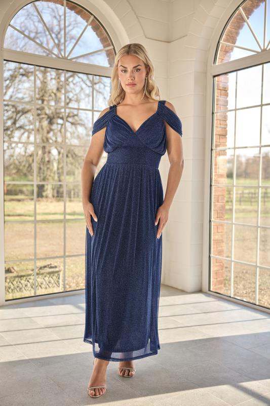Yours London YOURS LONDON Curve Navy Blue Metallic Midaxi Dress