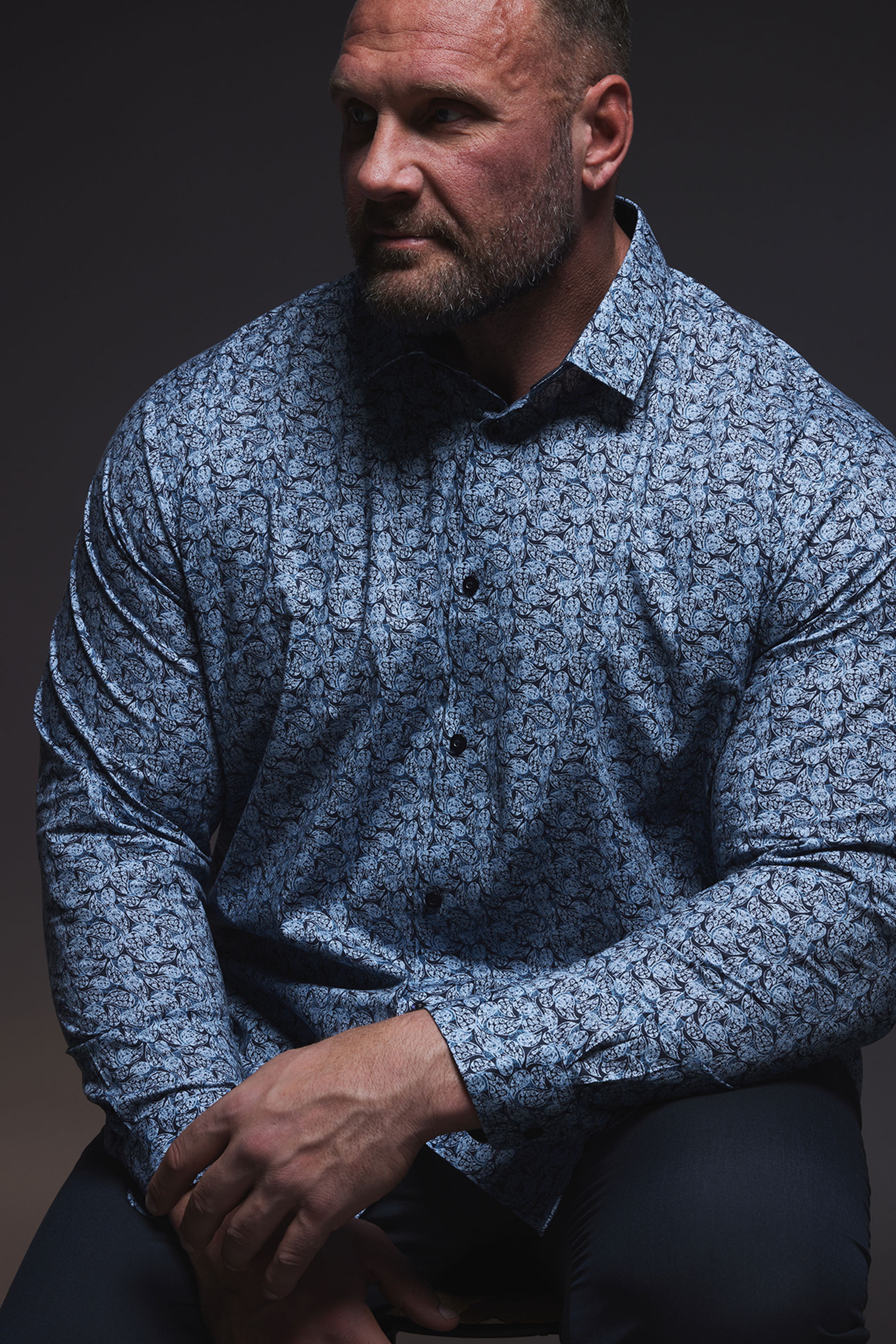 BadRhino BadRhino Tailoring Big & Tall Blue Paisley Print Formal Shirt