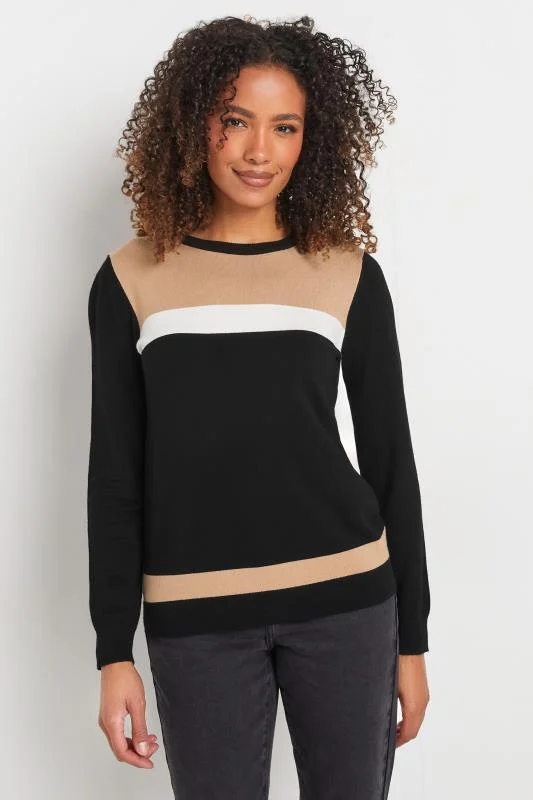 M&Co Womens M&Co Black & Neutral Brown Colourblock Jumper