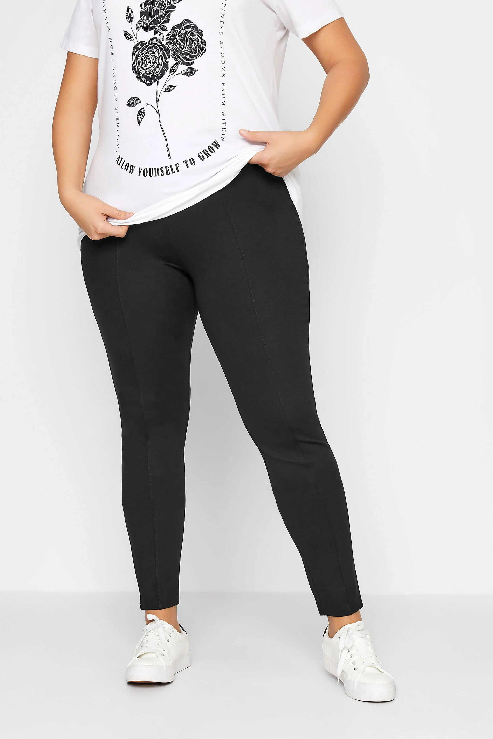 LTS LTS Tall Black Ponte Seam Detail Stretch Leggings