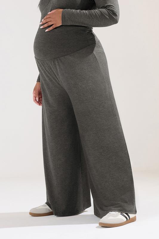 Bump It Up BUMP IT UP MATERNITY Curve Charcoal Grey Extra Wide Leg Trousers
