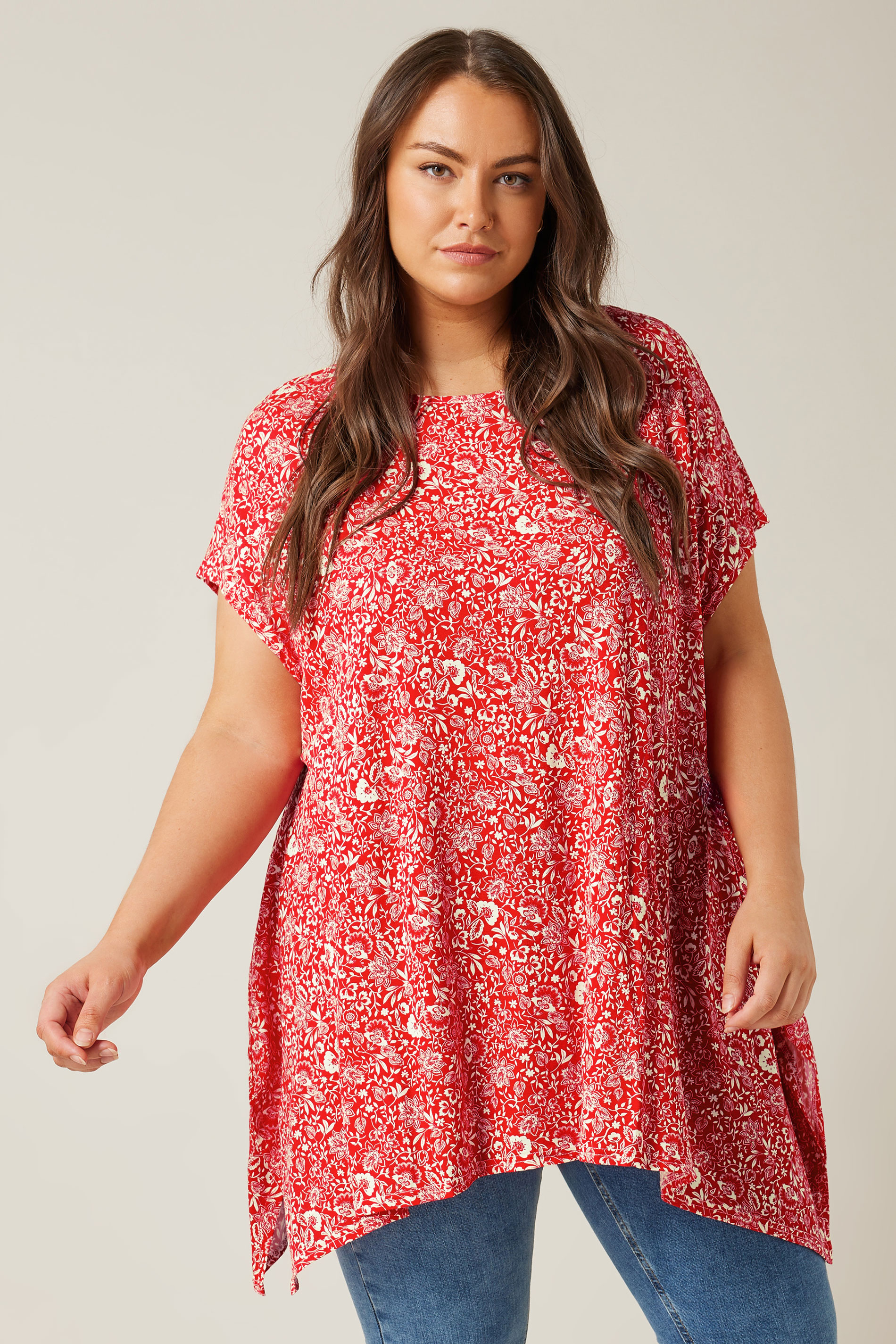 Evans Evans Red Paisley Hanky Hem Top