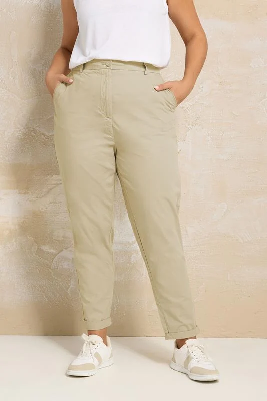Yours YOURS Curve Beige Brown Straight Leg Chino Trousers
