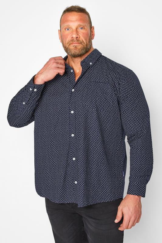 BadRhino BadRhino Big & Tall Navy Blue Paisley Print Shirt
