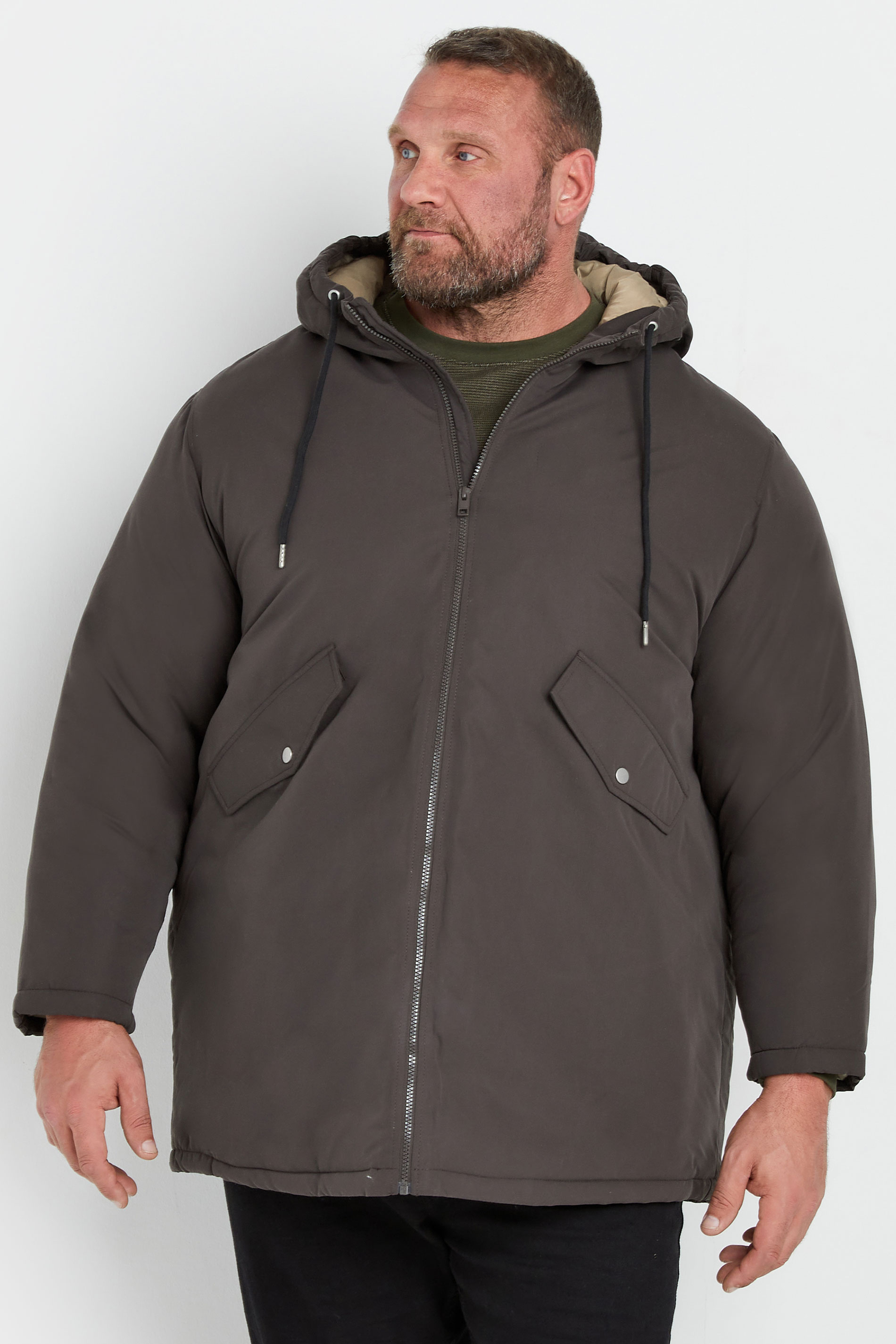 Jack & Jones JACK & JONES Big & Tall Brown Hooded Parka Jacket