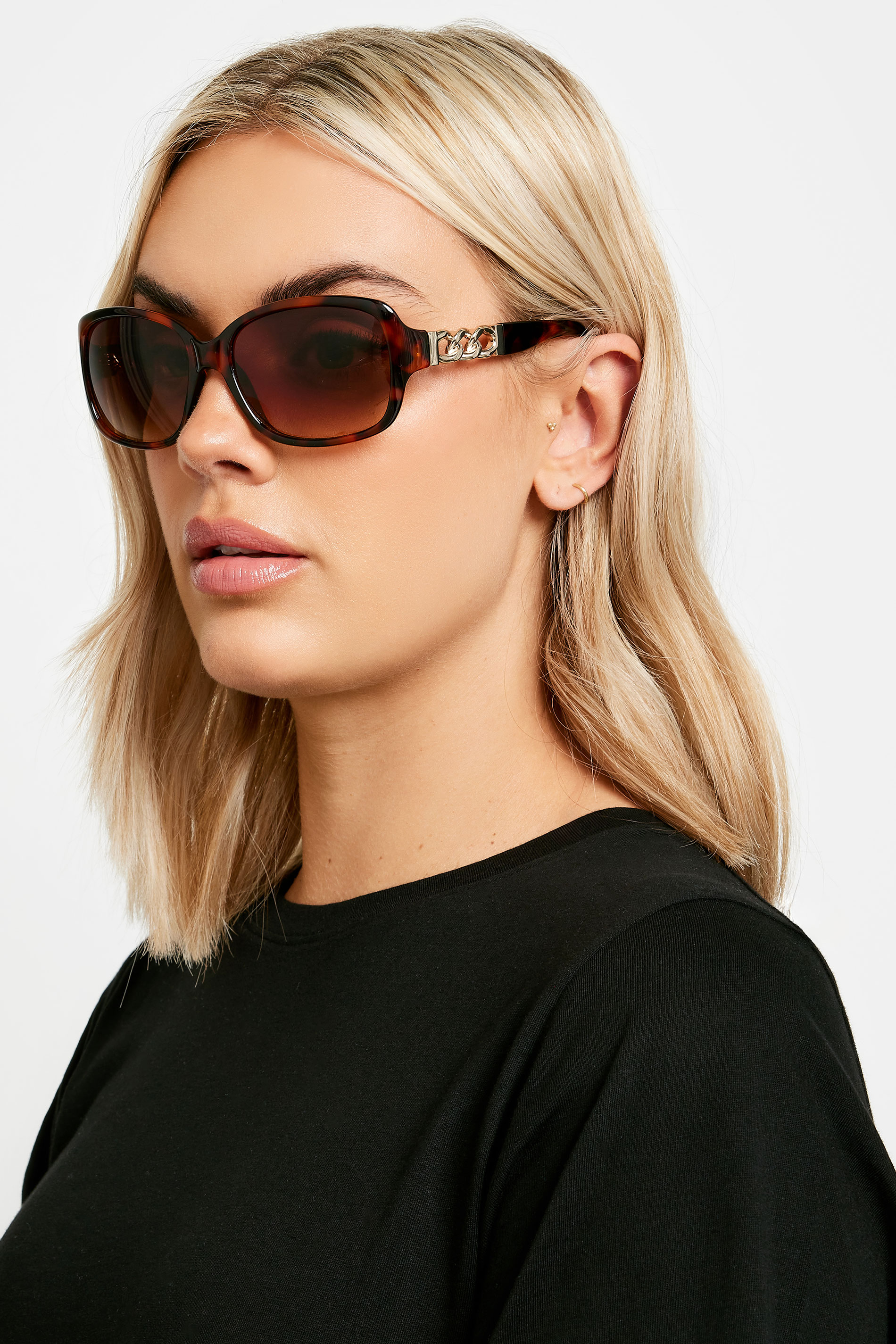 Yours Brown Tortoiseshell Chain Sunglasses