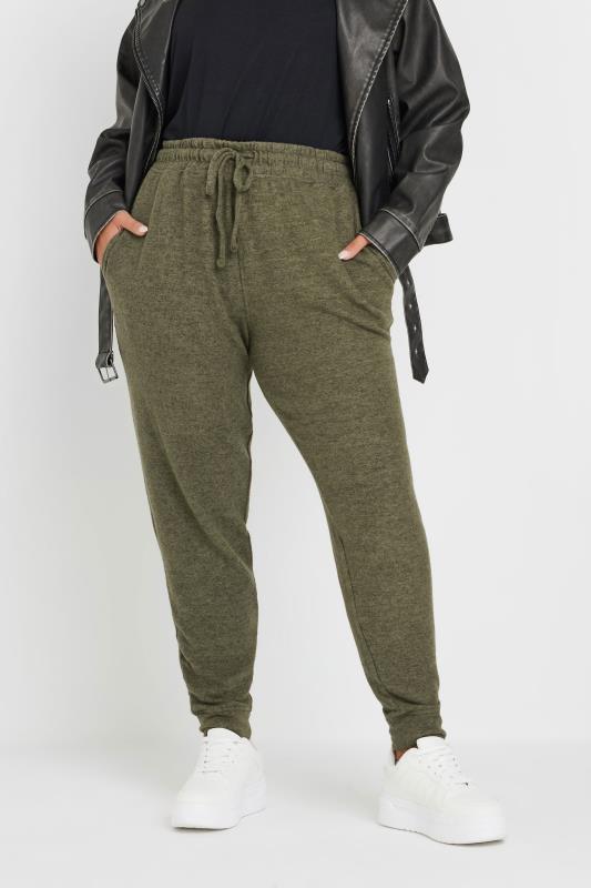 Yours YOURS Curve Khaki Green Soft Touch Joggers
