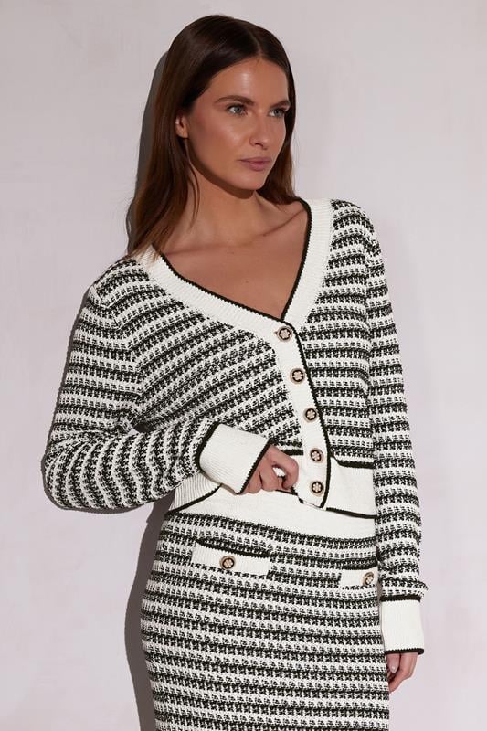 Star by Julien Macdonald STAR White Knit Metallic Striped Cardigan