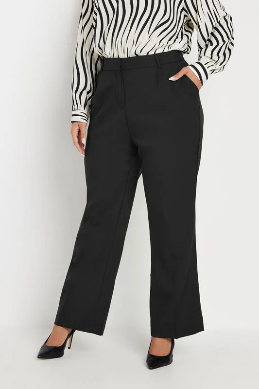 Yours YOURS Curve Black Pleat Front Bootcut Trousers