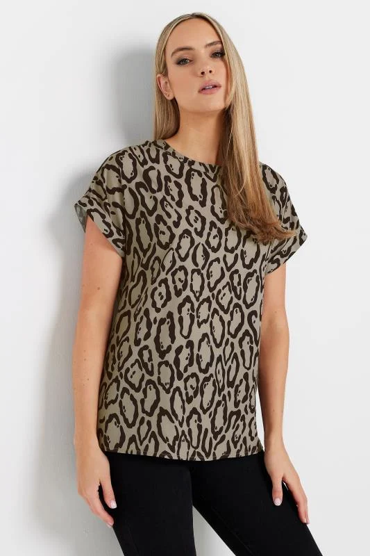 LTS LTS Tall Natural Brown Leopard Print Blouse