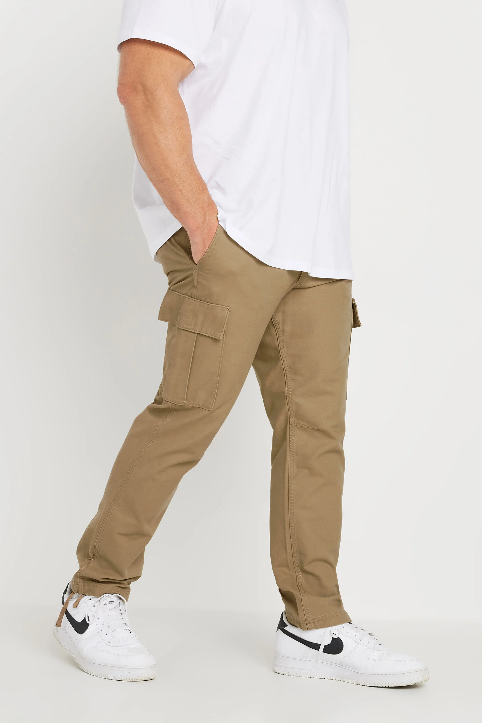 Jack & Jones JACK & JONES Big & Tall Stone Brown 'Barkley' Cargo Trousers