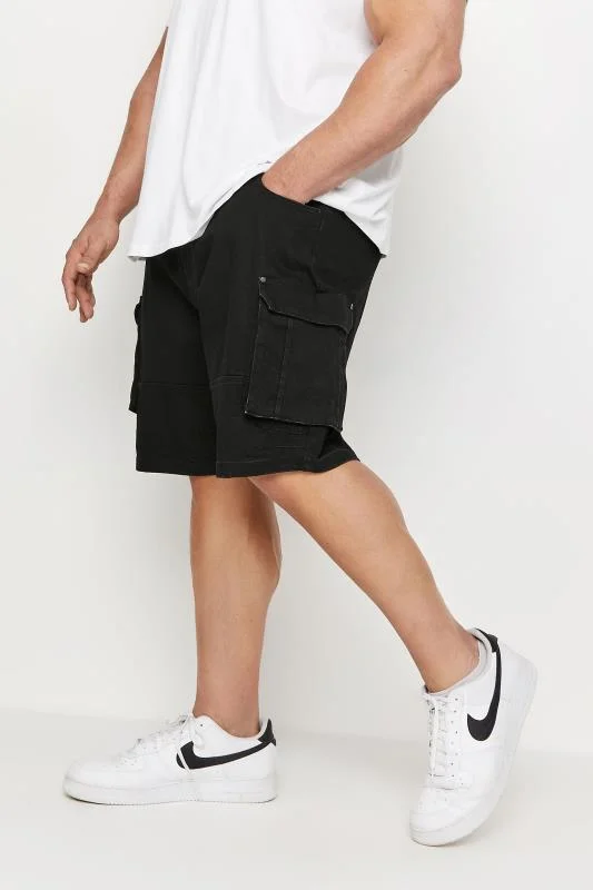 BadRhino BadRhino Big & Tall Black Elasticated Waist Denim Cargo Shorts
