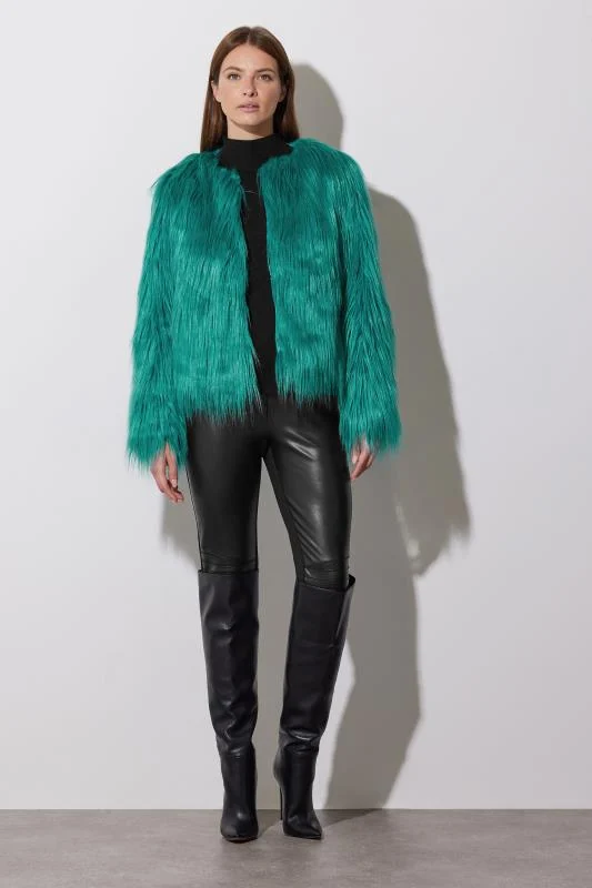 Star by Julien Macdonald STAR Green Faux Fur Coat