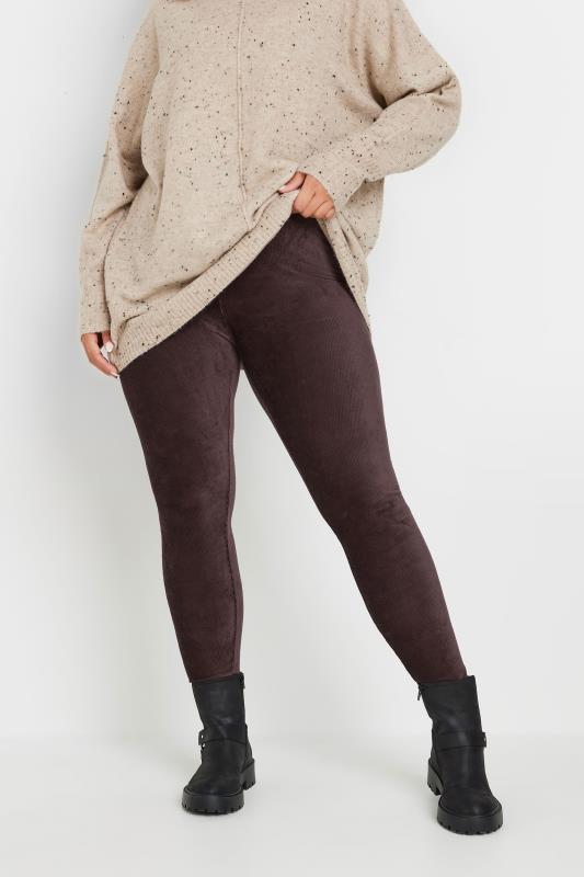 Yours YOURS Curve Chocolate Brown Corduroy Leggings