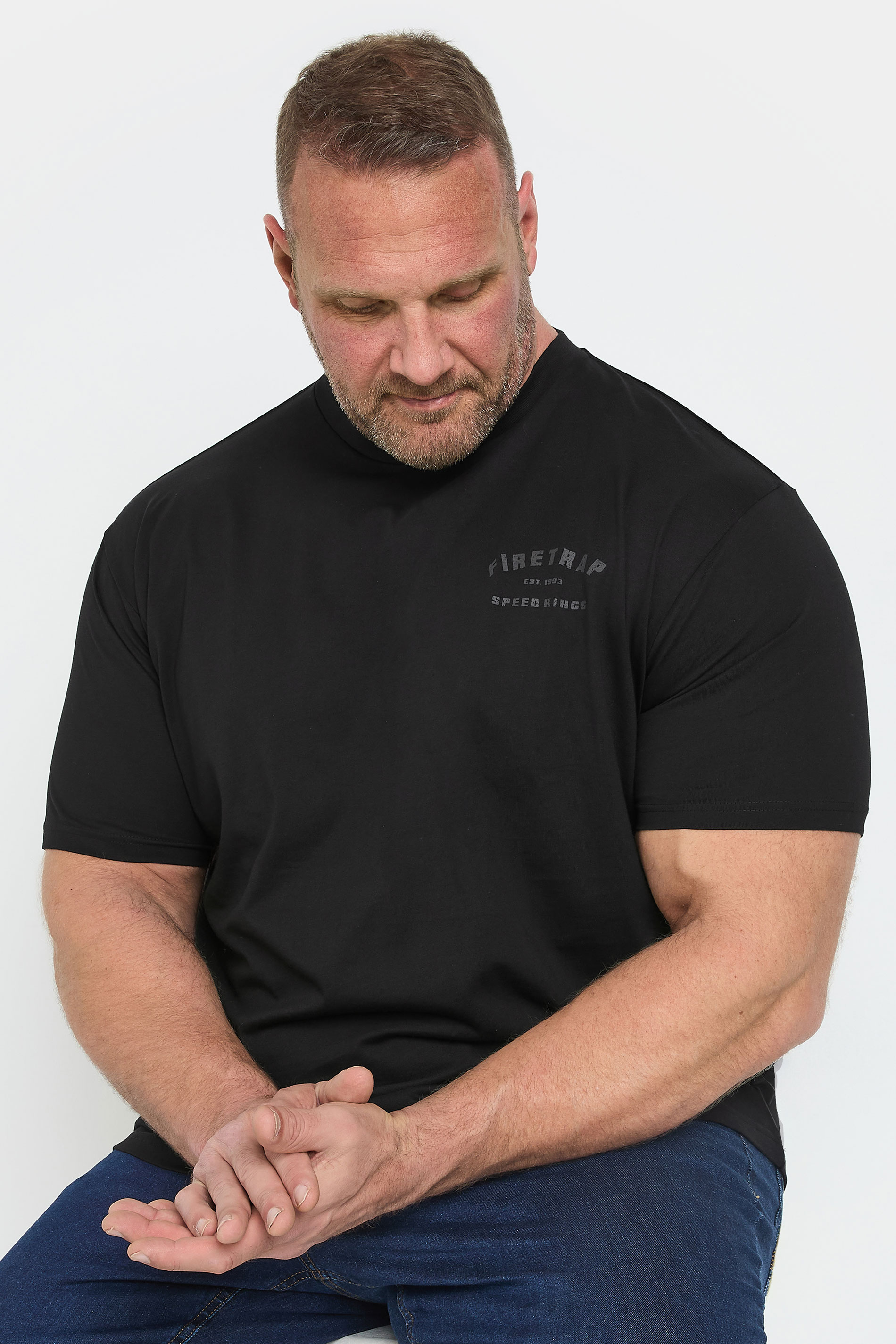 Firetrap FIRETRAP Big & Tall Black 'Born To Ride' Print T-Shirt