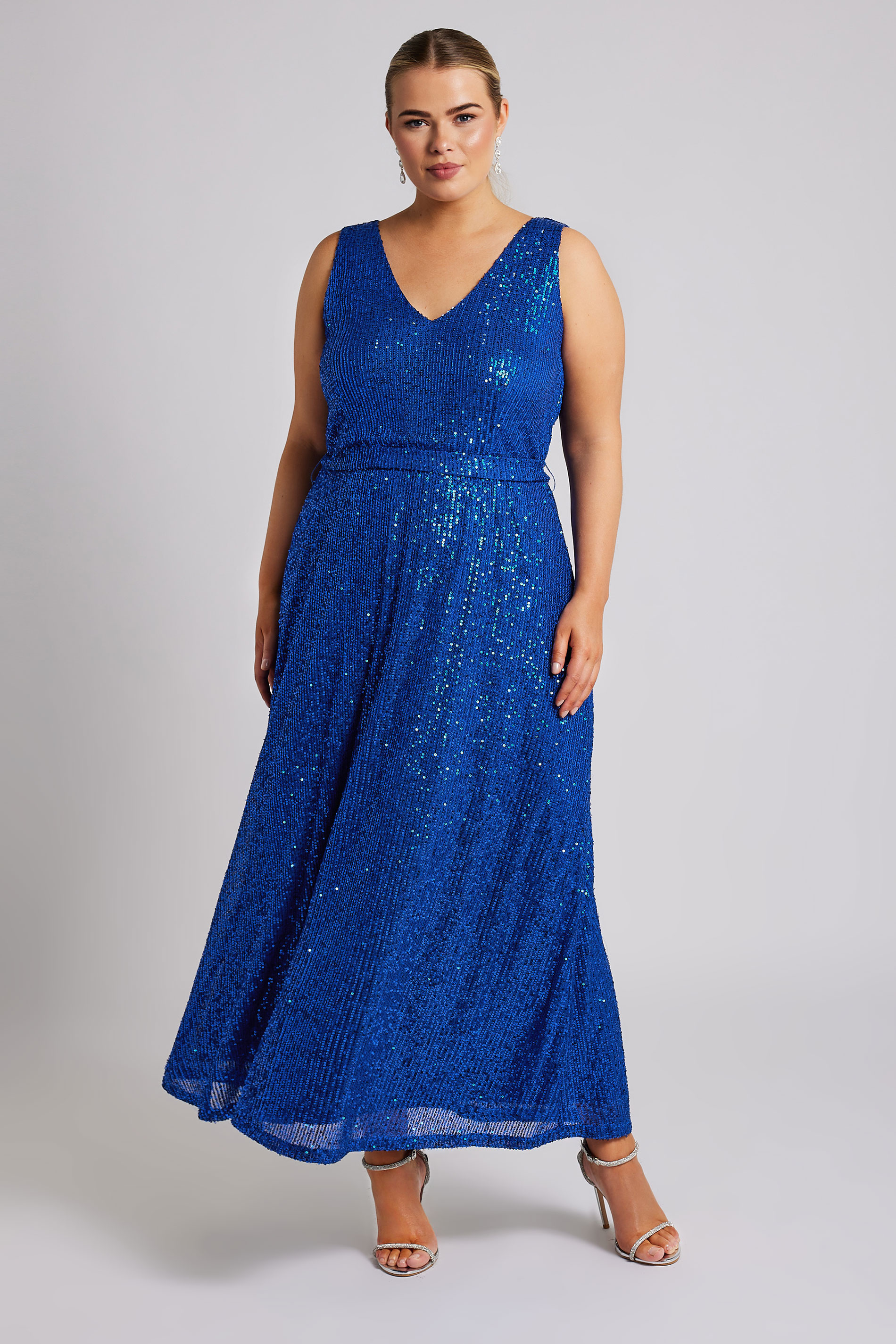 Yours London YOURS LONDON Curve Cobalt Blue Sequin V-Neck Maxi Dress