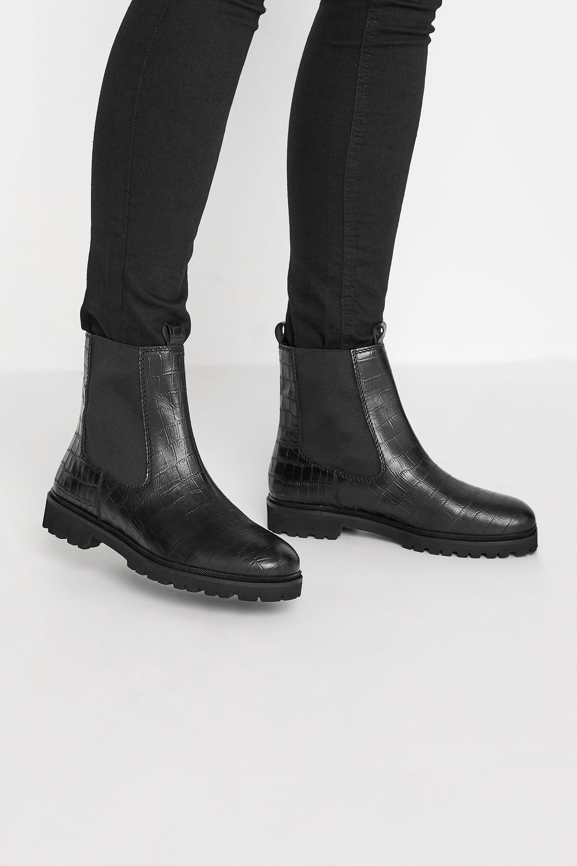 LTS LTS Black Croc Chelsea Boots In Standard Fit