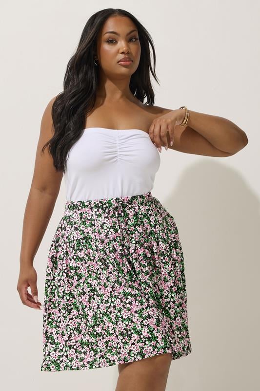 Limited Collection LIMITED COLLECTION Curve Black Floral Print Mini Skirt