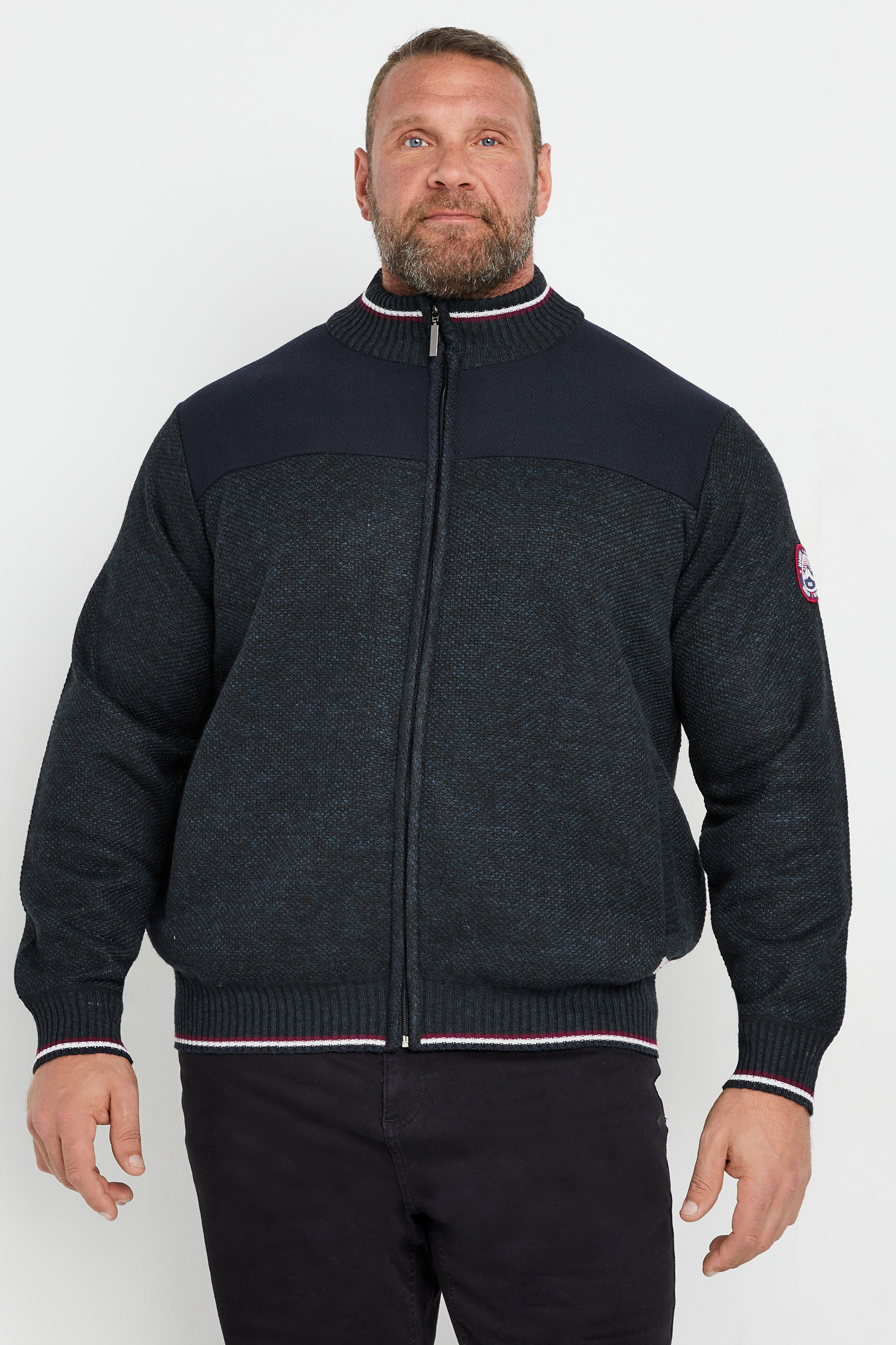 D555 D555 Big & Tall Navy Blue Knitted Zip Through