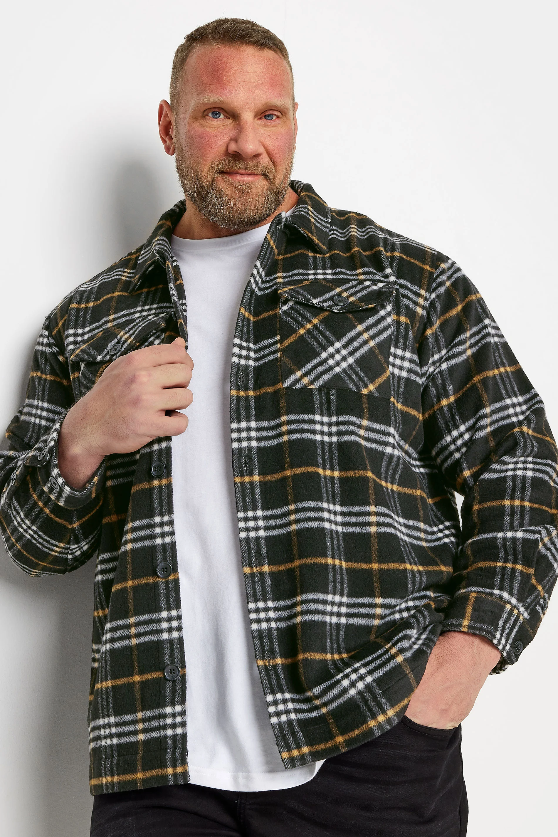 BadRhino BadRhino Big & Tall Black Checked Shacket