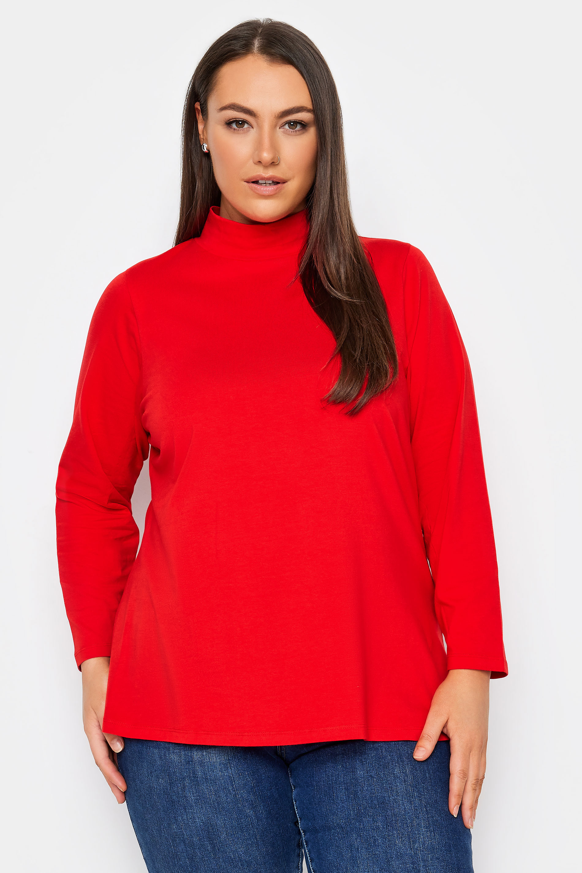 Evans Evans Red High Neck Blouse