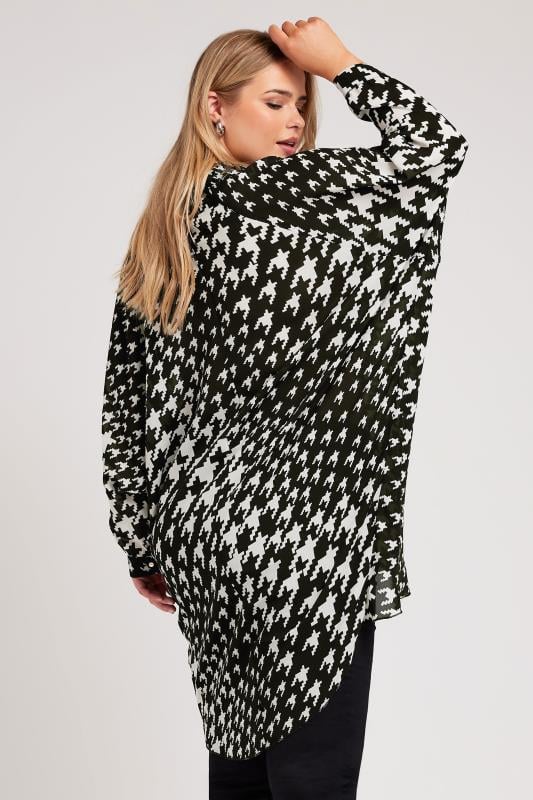 Yours London YOURS LONDON Curve Black Dogtooth Print Longline Shirt