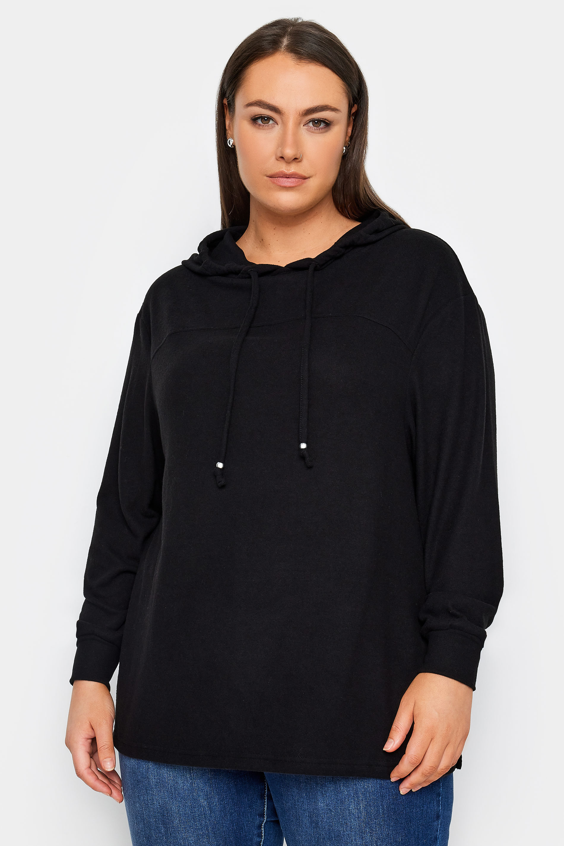 Evans Evans Black Split Hem Hoodie