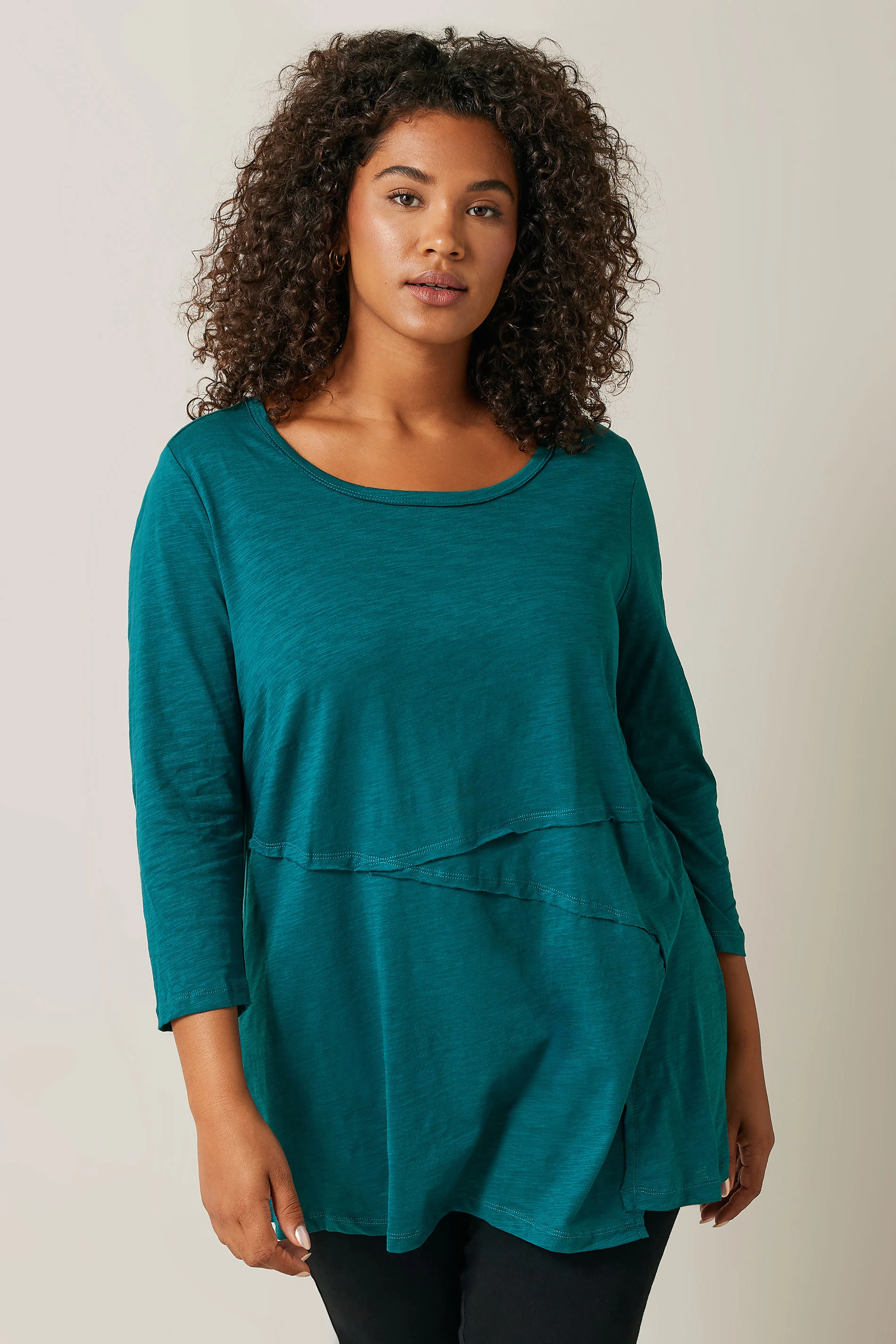 Evans Evans Jade Green Long Sleeve Wrap Hem Top