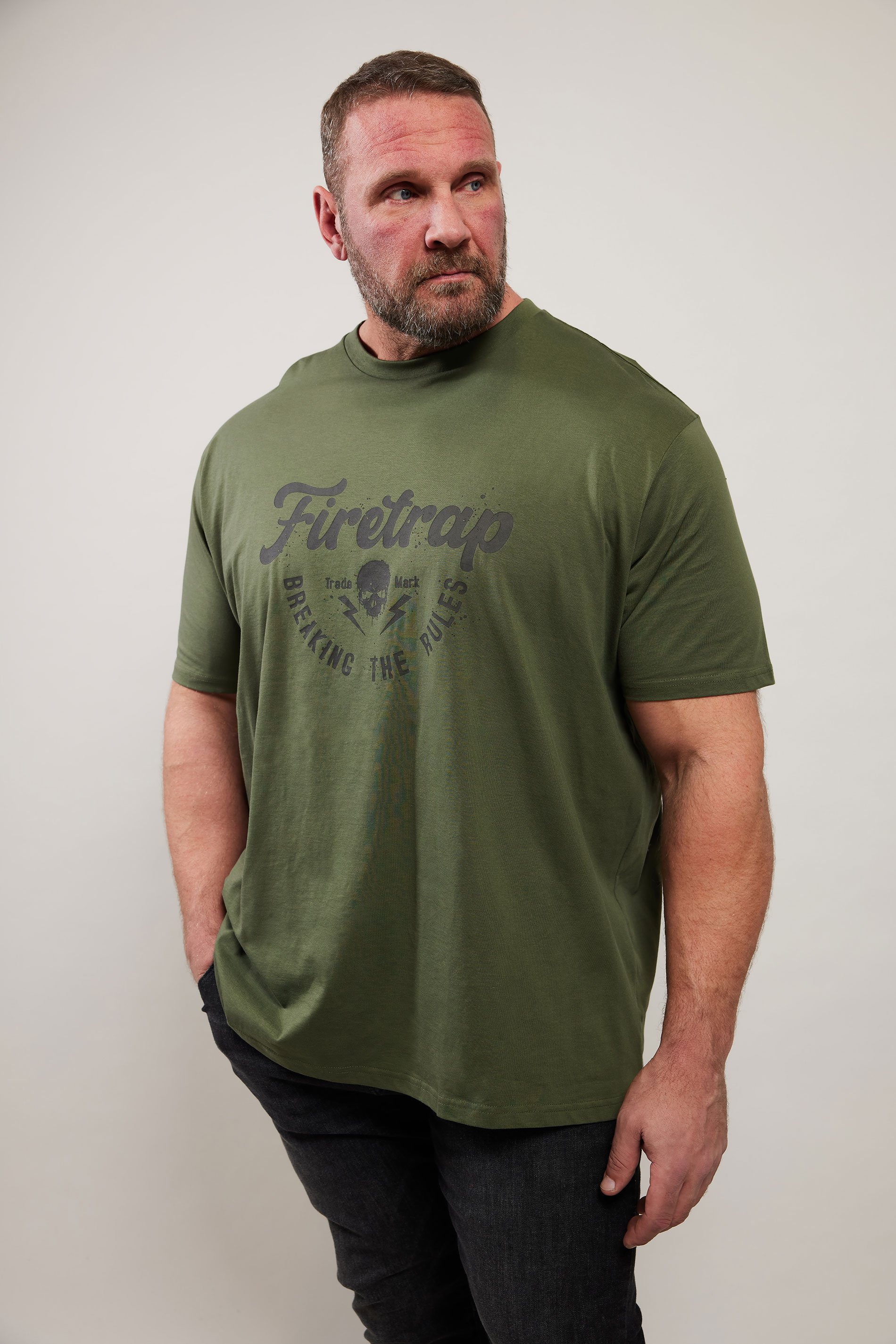 Firetrap FIRETRAP Big & Tall Khaki Green 'Breaking The Rules' Print T-Shirt