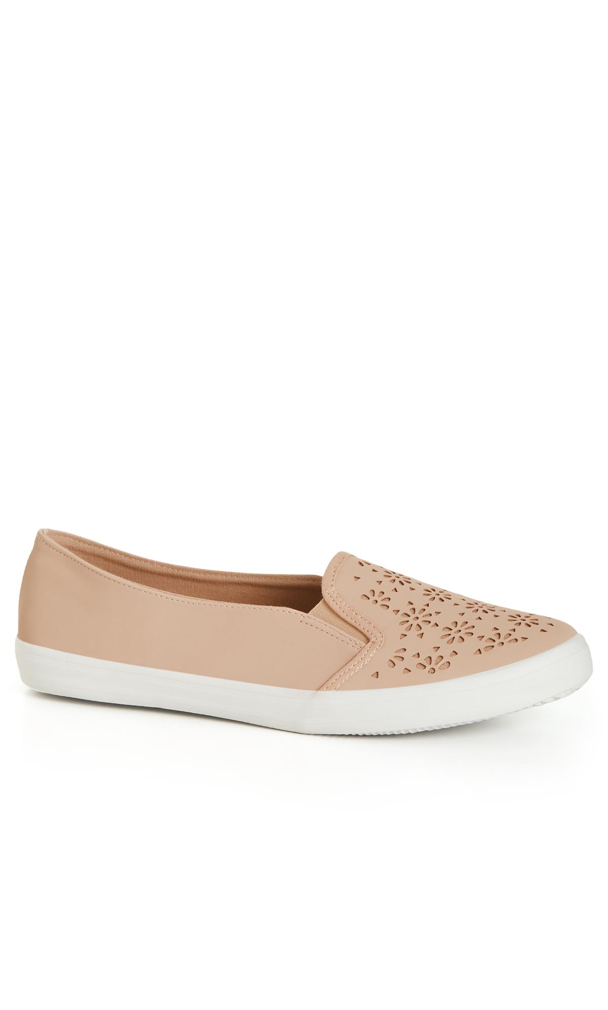 Evans Evans Pink Floral Slip on Trainers