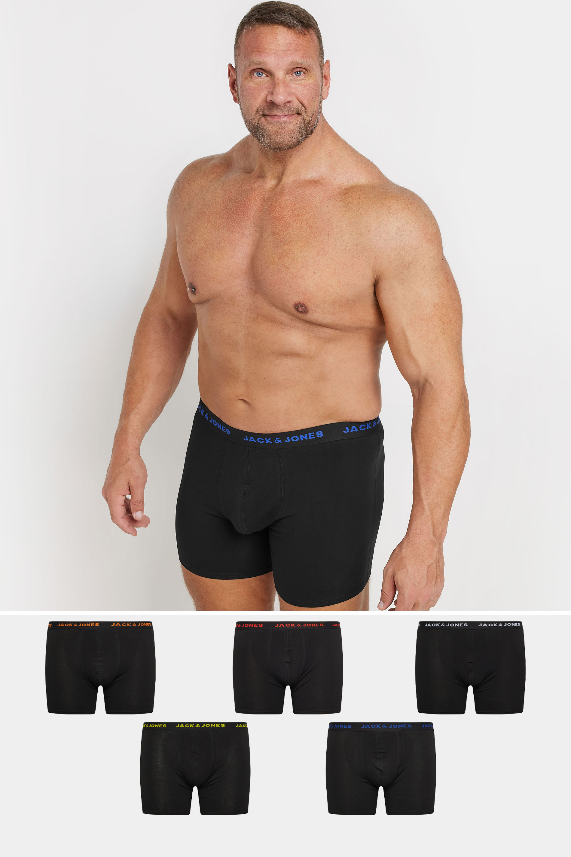 Jack & Jones JACK & JONES Big & Tall 5 PACK Black Branded Boxers