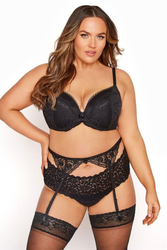 Yours YOURS Curve Black Narrow Lace Suspender Belt