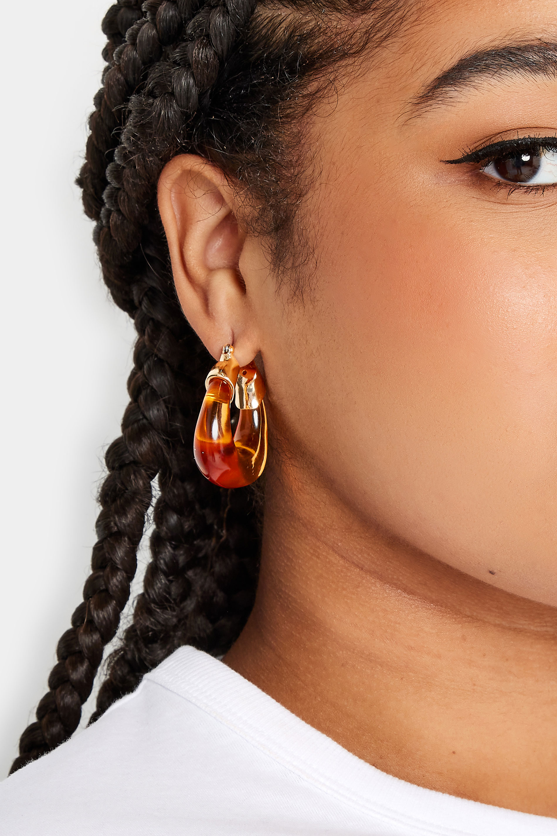 Yours 2 PACK Gold Tone Amber Hoop Earrings