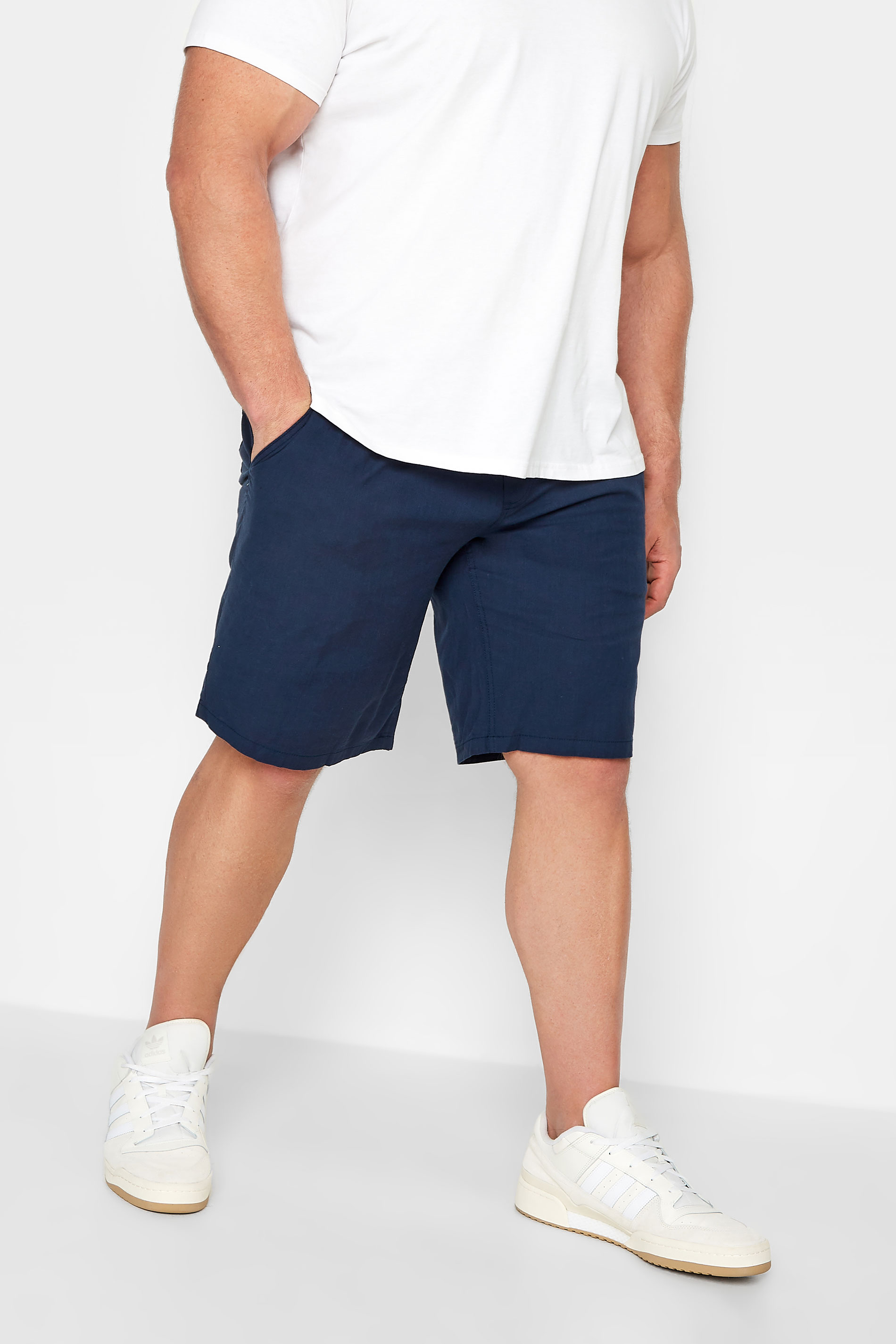 Jack & Jones JACK & JONES Big & Tall Navy Blue Linen Look Shorts