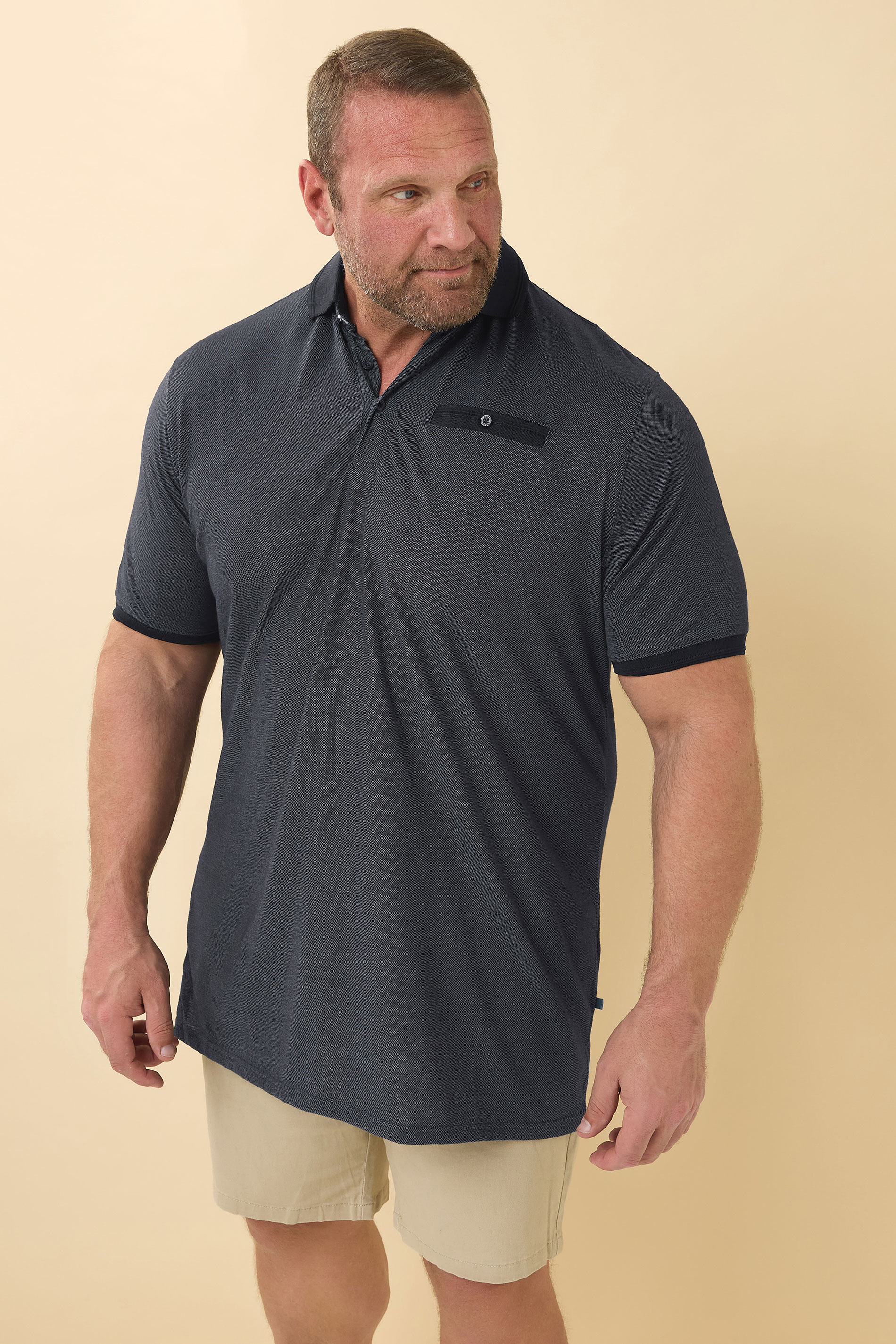 D555 D555 Big & Tall Grey Jacquard Polo Shirt